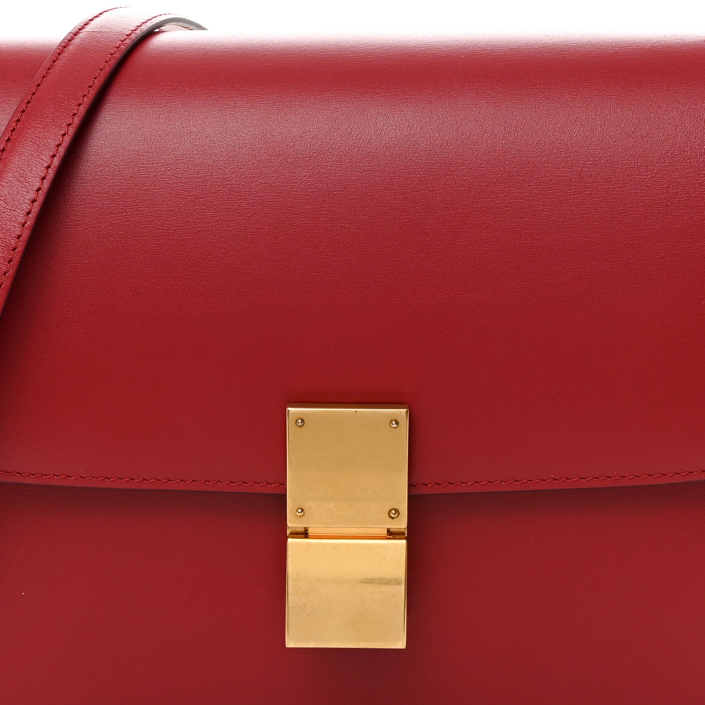 Box Calfskin Medium Classic Box Flap Bag Red