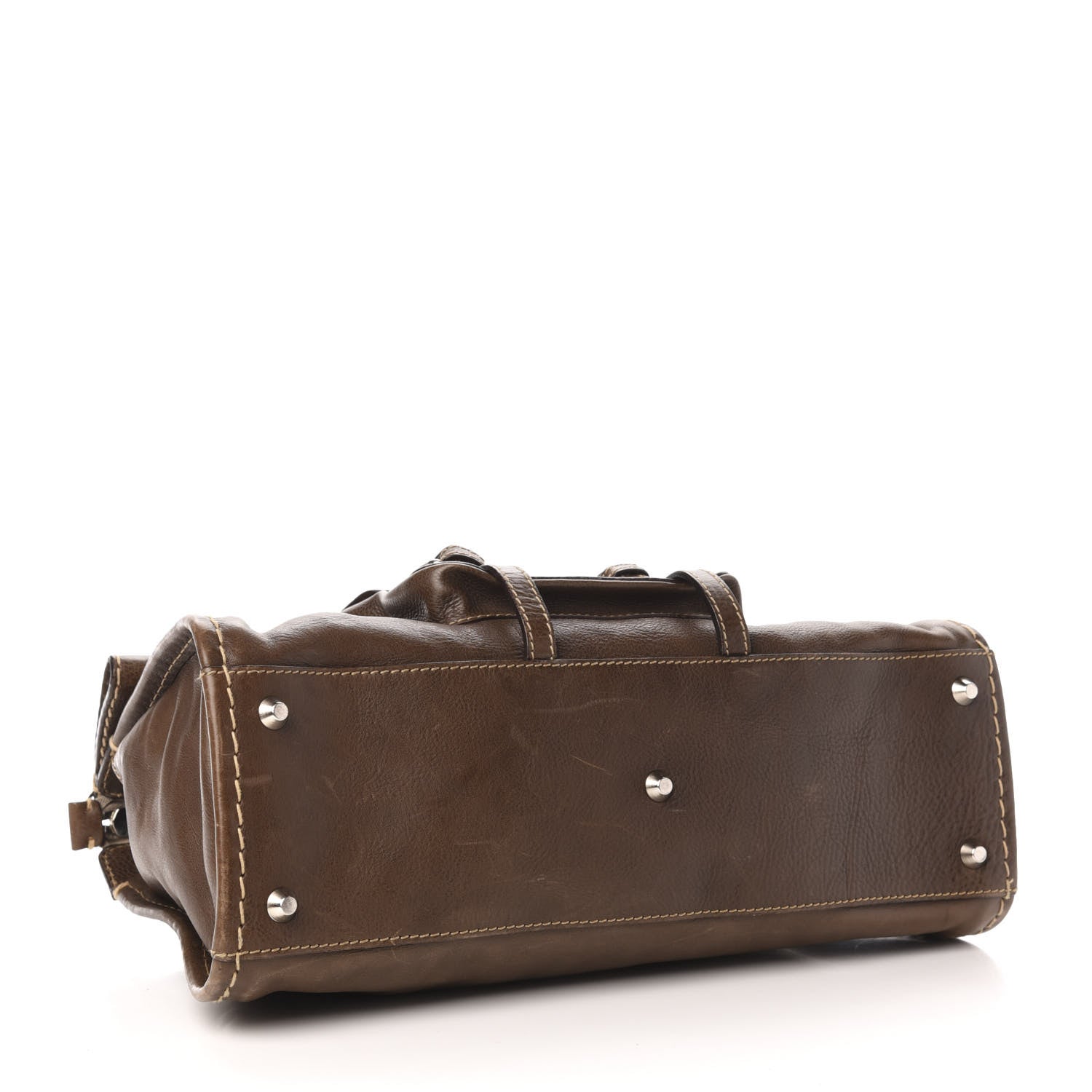 Chloe Calfskin Edith Satchel Brown 4 of 13