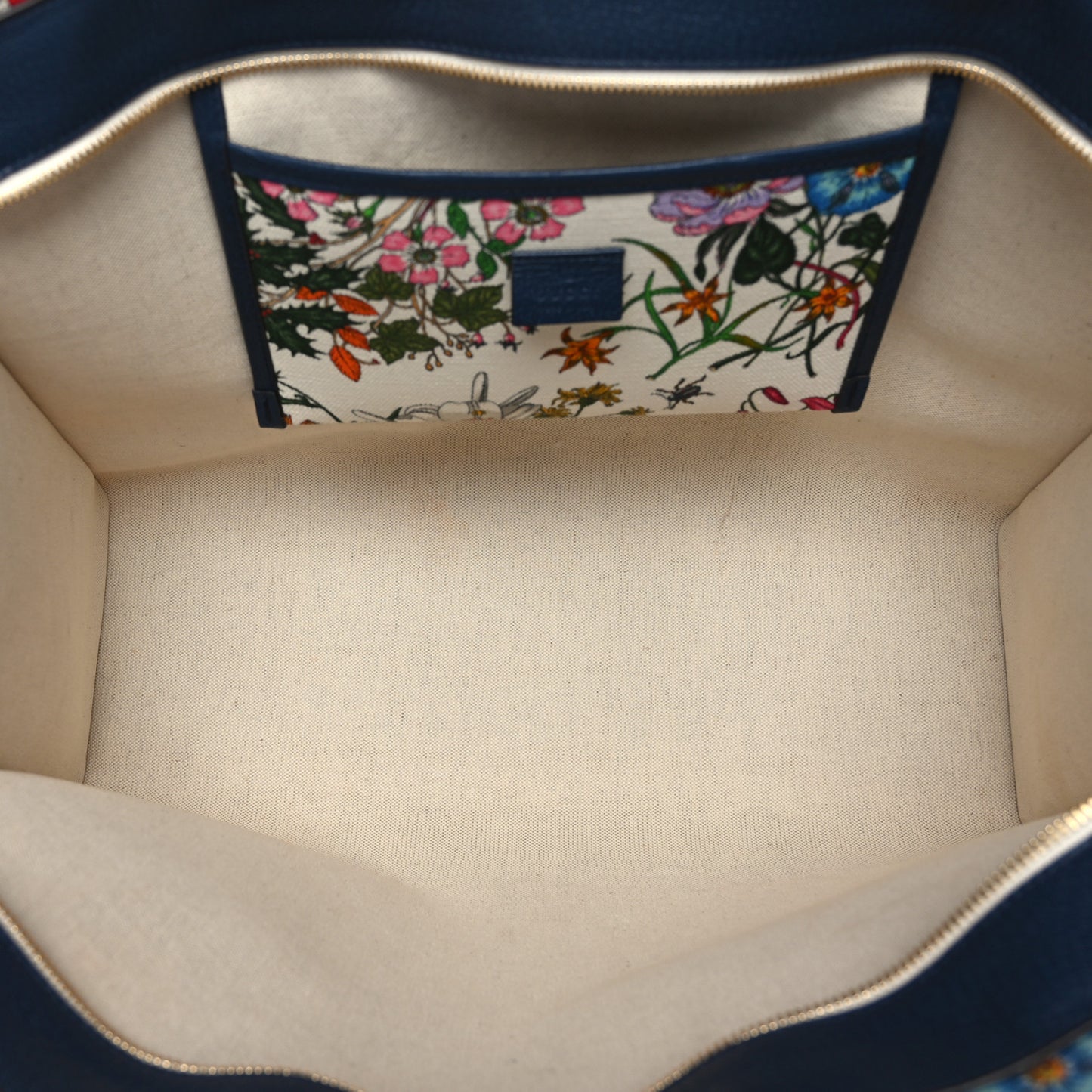 Canvas Large Flora Tote Navy Multicolor