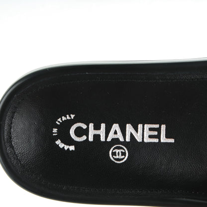 Chanel Tweed Lambskin Chain Flat Sandals 41 Black White 8 of 8