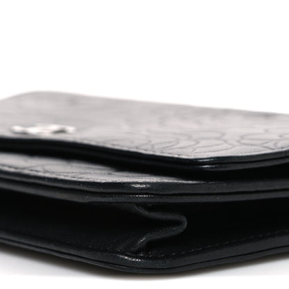 Chanel Lambskin Camellia Embossed Wallet on Chain WOC Black 11 of 11