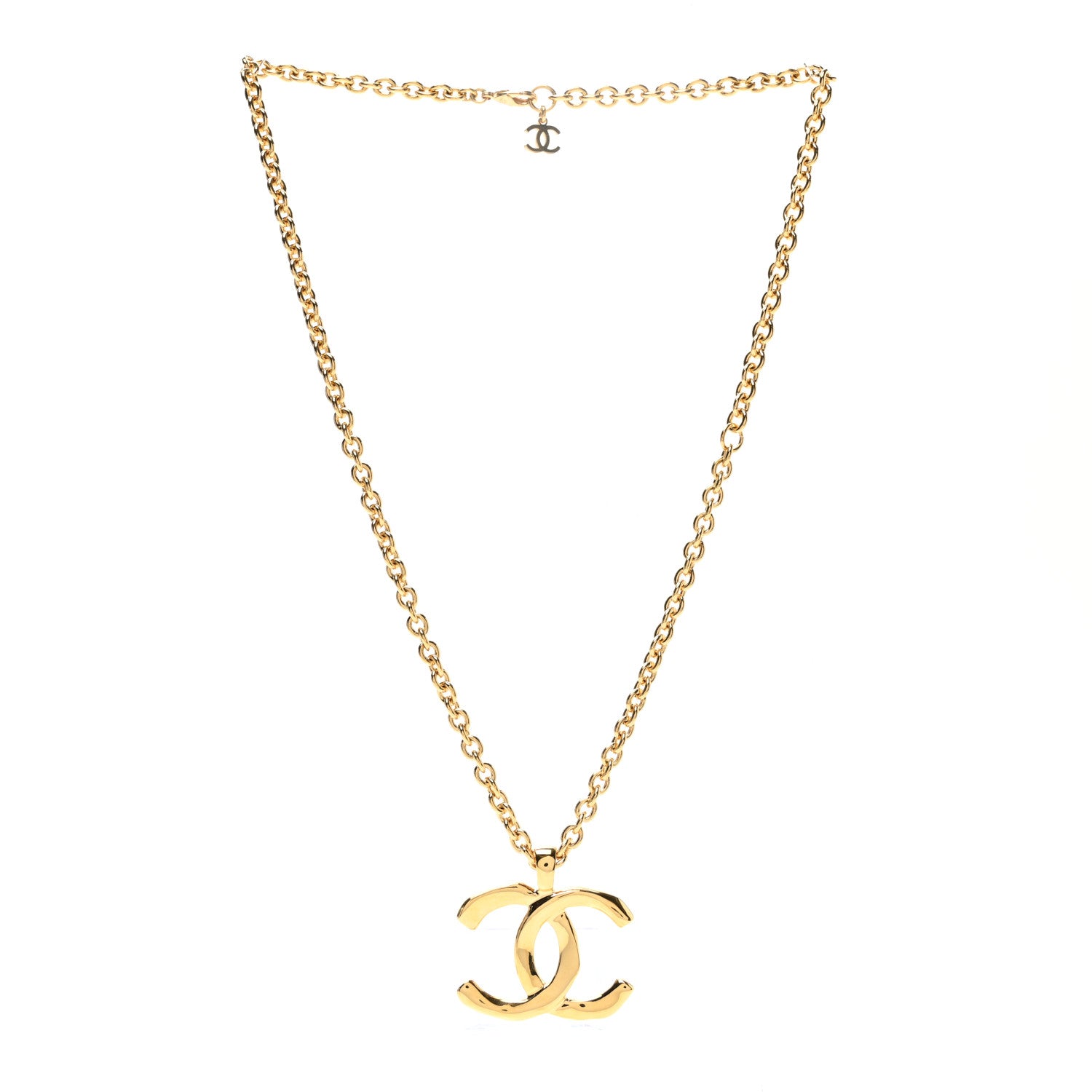 Chanel Metal Large CC Pendant Chain Necklace Gold 3 of 5