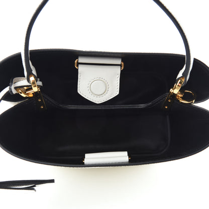 Prada Saffiano Cuir Medium Panier Bucket Bag Bianco Black 5 of 12