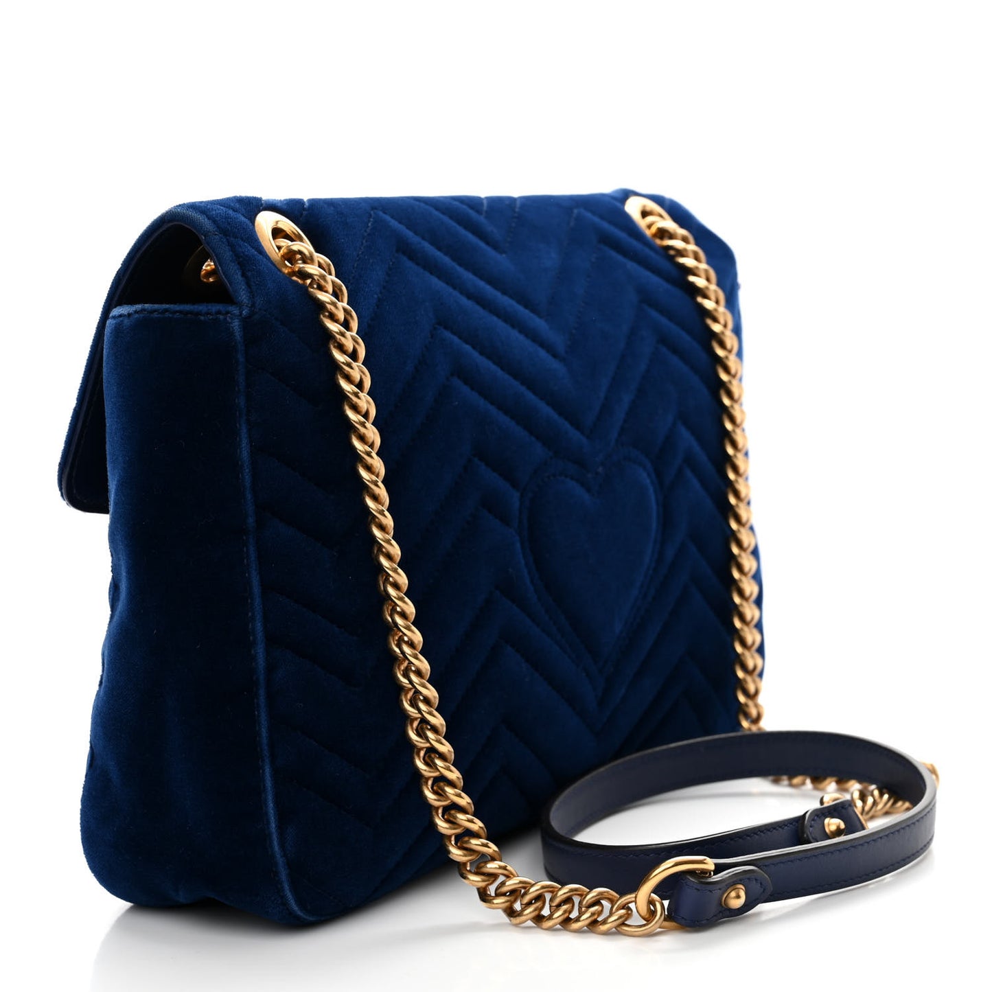 Velvet Matelasse Medium GG Marmont Shoulder Bag Cobalt Blue