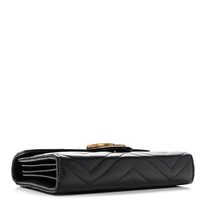Gucci Calfskin Matelasse GG Marmont Chain Wallet Black 4 of 13
