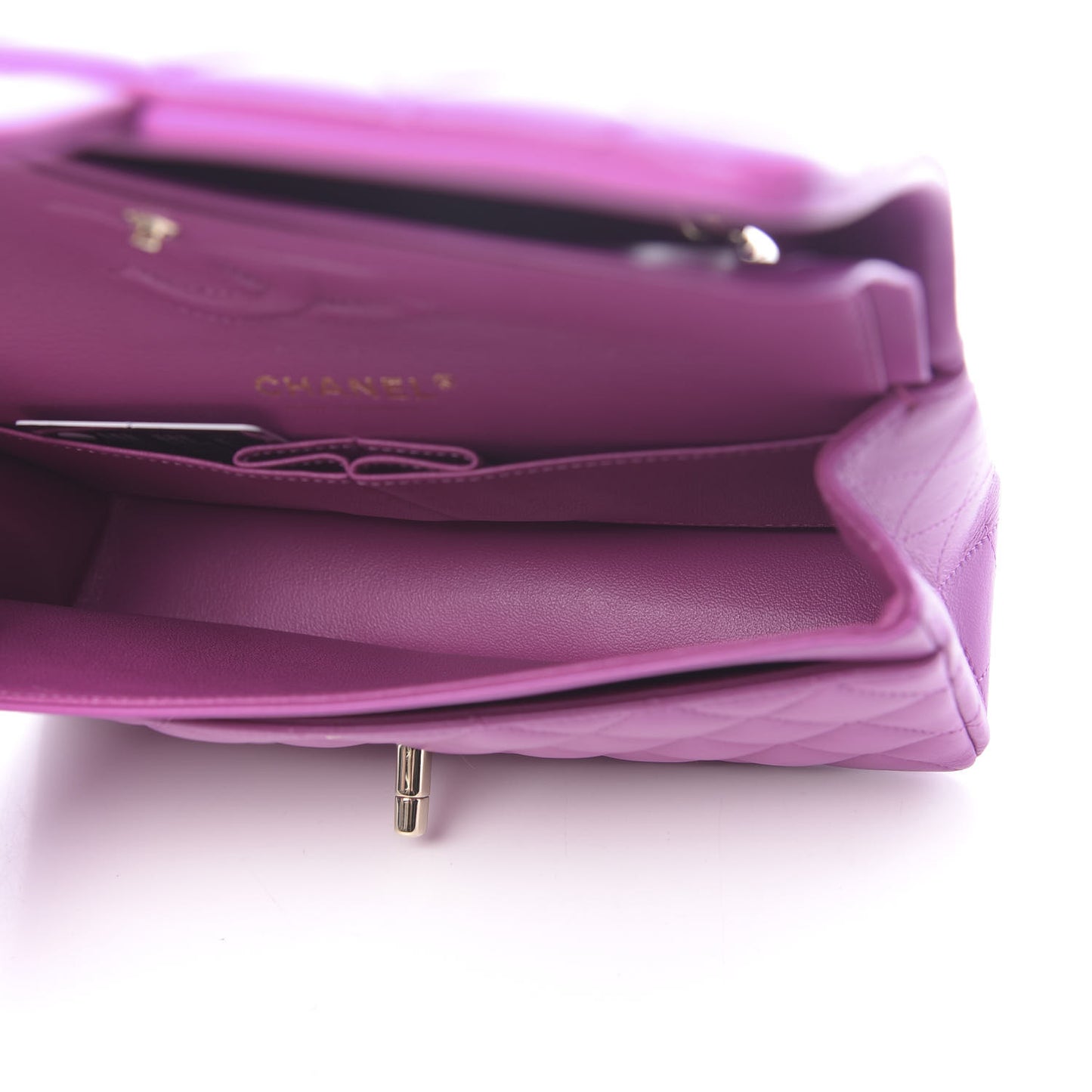 Lambskin Quilted Small Double Flap Purple