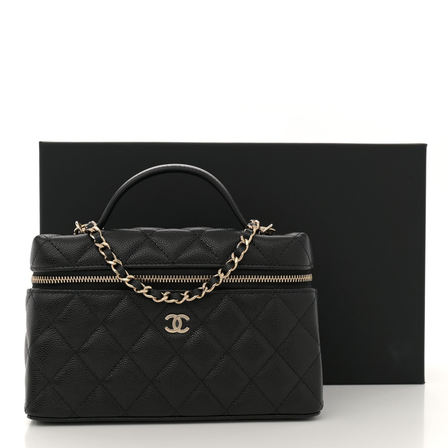Chanel Caviar Quilted Top Handle Slim Vanity With Chain Black 11 of 11