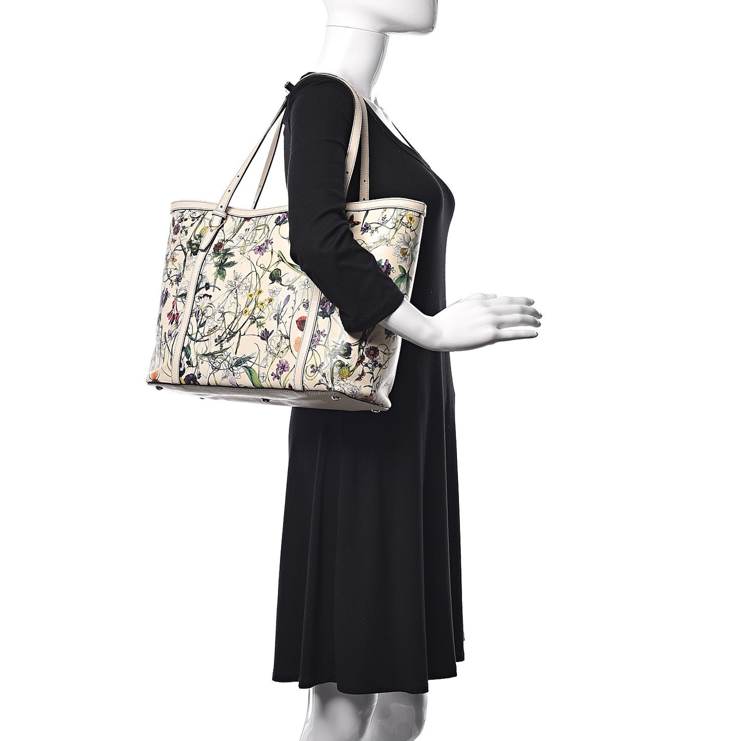 Calfskin Flora Infinity Medium Nice Tote Off White