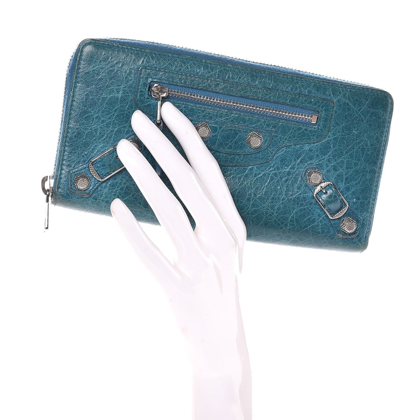 Agneau Giant 12 Silver Hardware Continental Zip Around Wallet Lagon