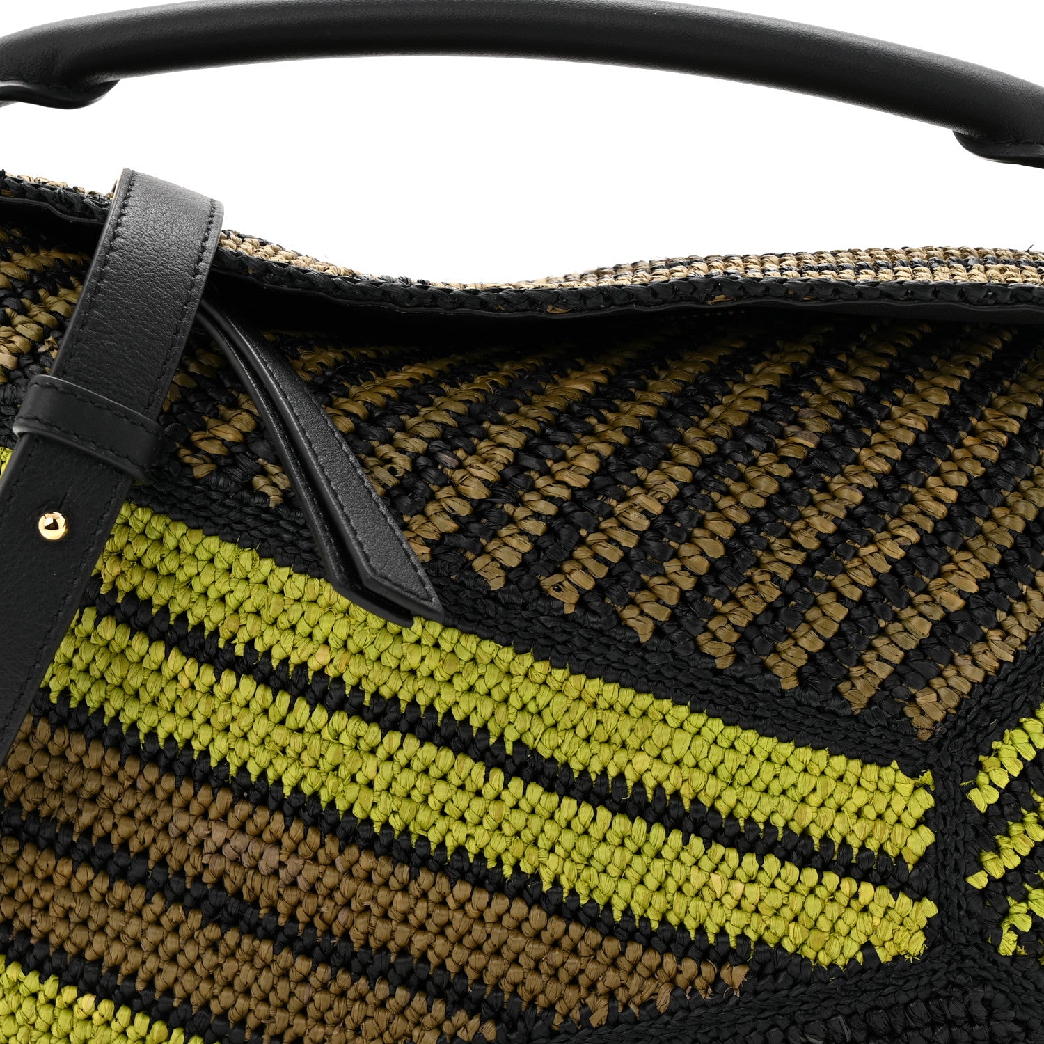 Loewe Raffia Calfskin Small Puzzle Bag Anise Olive 7 of 9