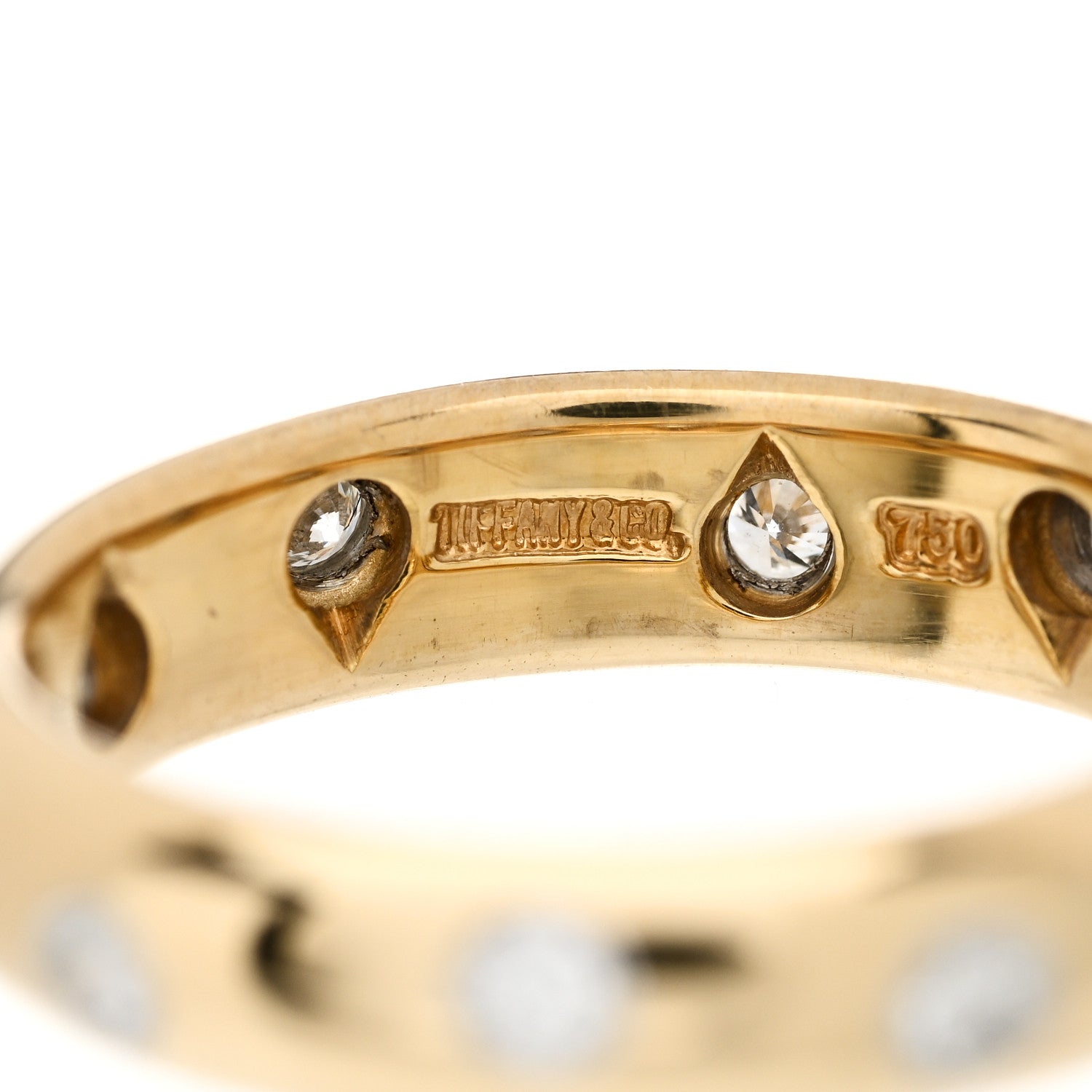 Tiffany 18K Yellow Gold Platinum Diamond 4mm Etoile Band Ring 50 5.5 3 of 5