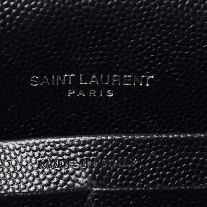 Saint Laurent Grain De Poudre Matelasse Chevron Monogram Envelope Chain Wallet Black 6 of 16