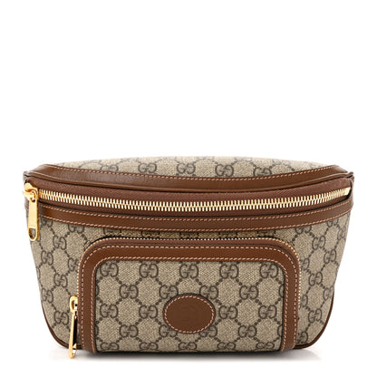 Gucci GG Supreme Monogram Textured Calfskin Retro Interlocking G Belt Bag Beige Ebony Brown Sugar 1 of 14