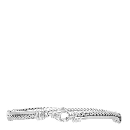 David Yurman Sterling Silver Diamond 3mm Crossover Bracelet 2 of 4