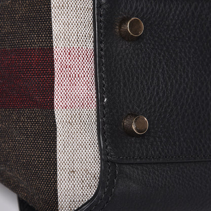 Burberry Mega Check Grained Calfskin Medium Harcourt Satchel Black 9 of 12