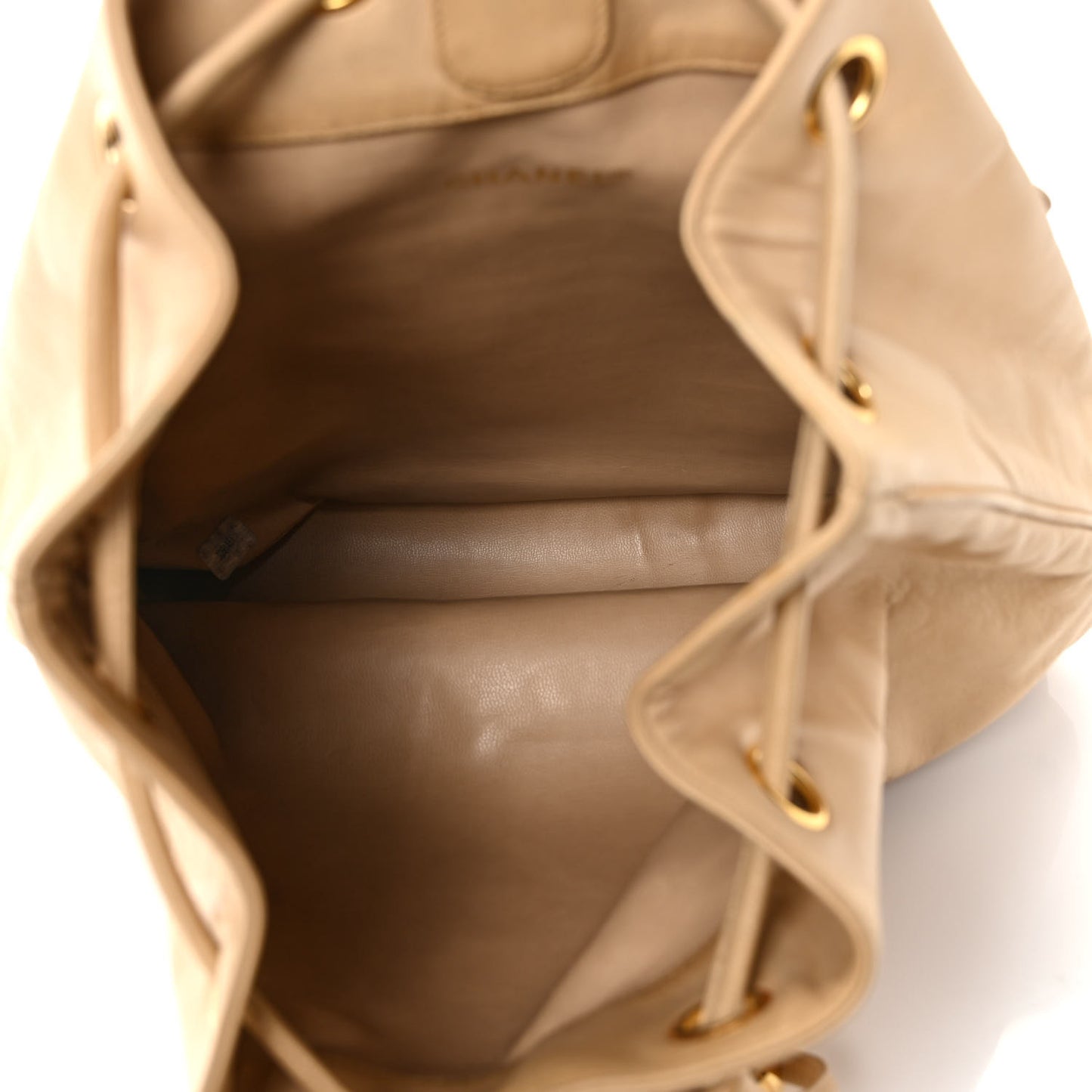 Lambskin Timeless CC Drawstring Backpack Beige