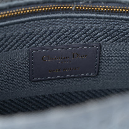 Christian Dior Canvas Embroidered Cannage Medium Lady D-Lite Denim Blue 6 of 12