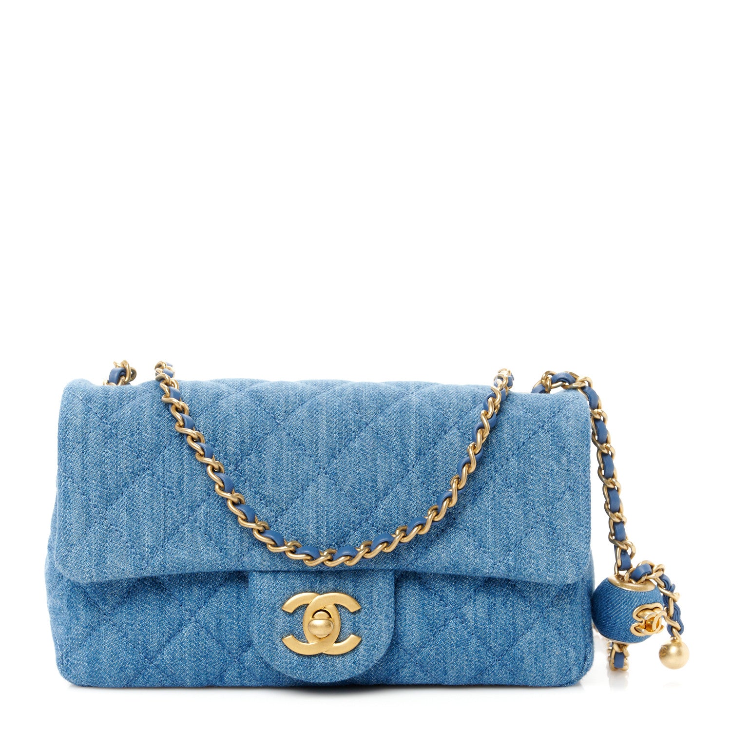 Chanel Denim Quilted Mini Pearl Crush Rectangular Flap Blue 1 of 11