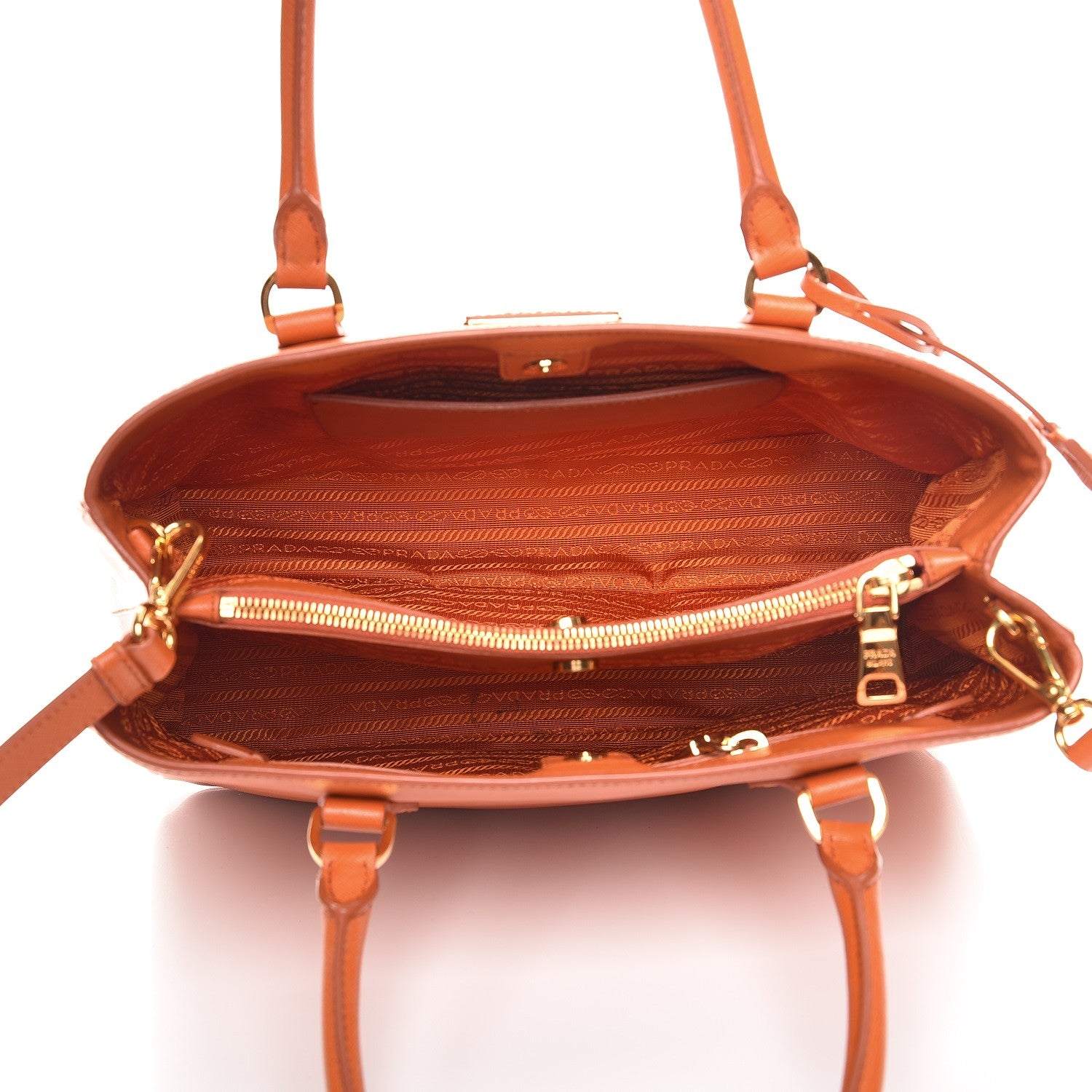 Prada Saffiano Lux Medium Tote Papaya 6 of 12