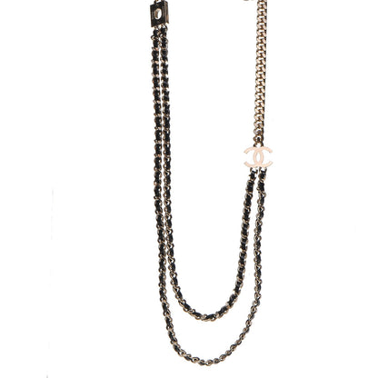 Chanel Lambskin CC Long Chain Necklace Black Gold 1 of 7