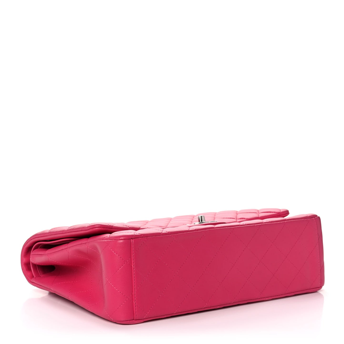 Lambskin Quilted Maxi Double Flap Dark Pink