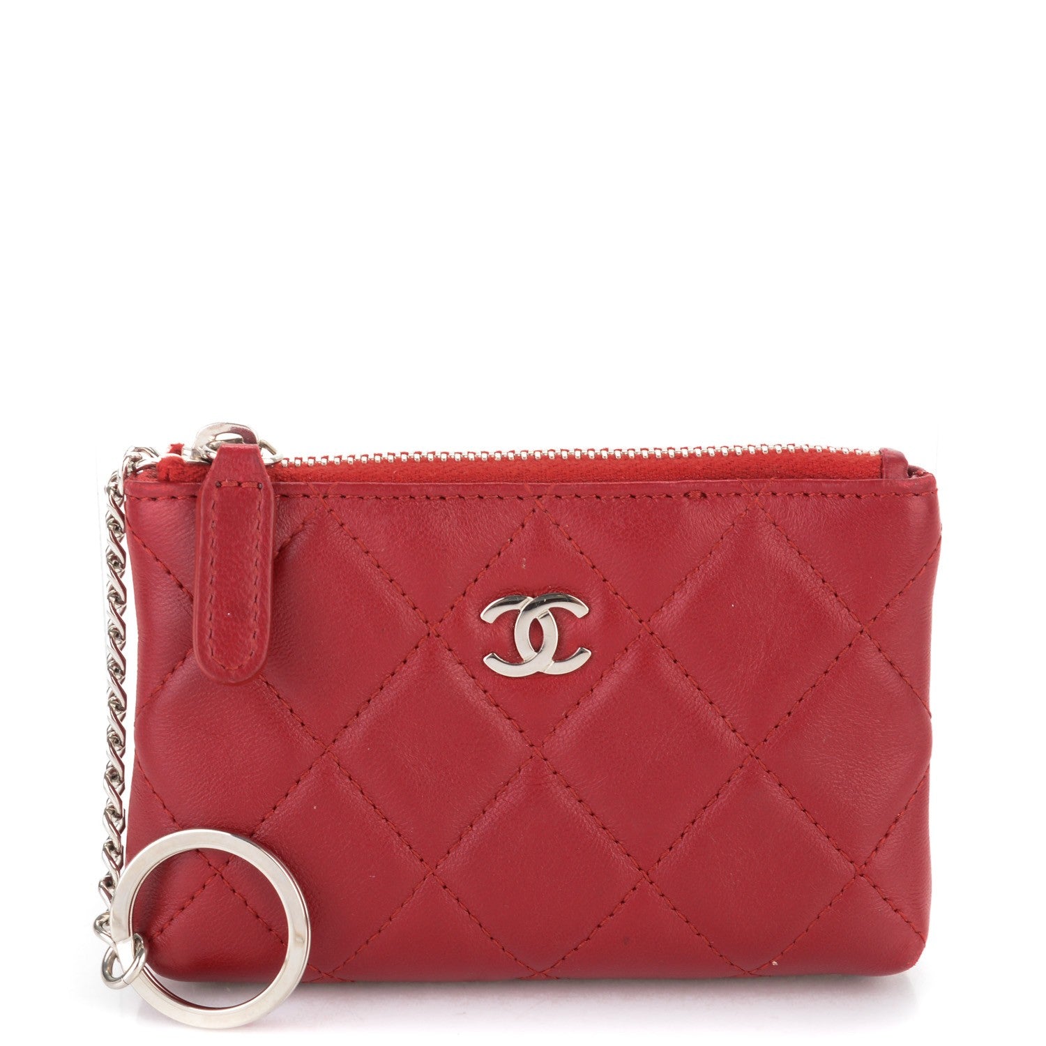 Chanel Lambskin Quilted Key Holder Case Red 1 of 7