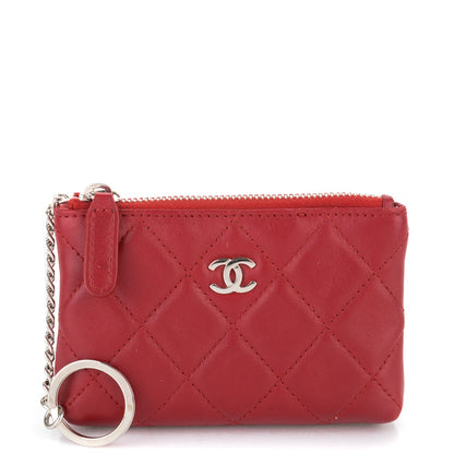 Chanel Lambskin Quilted Key Holder Case Red 1 of 7