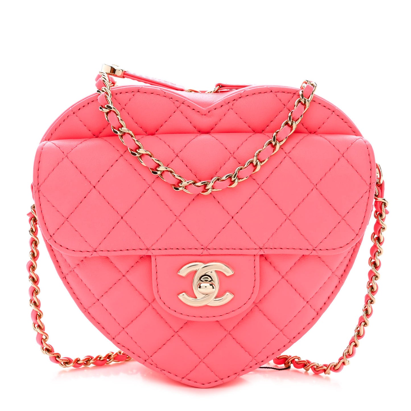 Lambskin Quilted CC In Love Heart Bag Pink