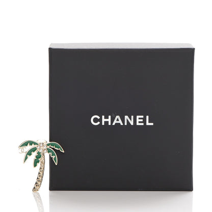 Chanel Enamel Pearl Palm Tree Brooch Green Gold 5 of 5
