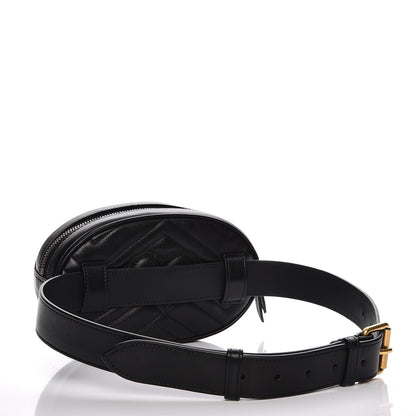 Gucci Calfskin Matelasse GG Marmont Belt Bag 75 30 Black 3 of 9