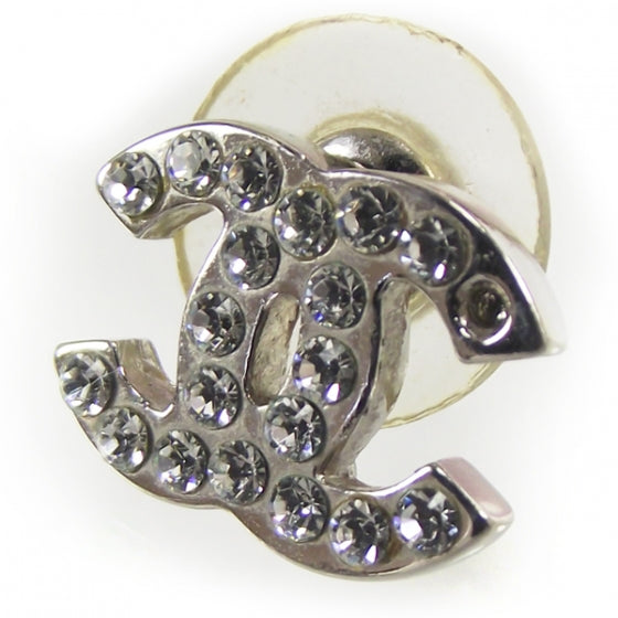 Chanel Crystal CC Logo Rhinestone Earrings 4 of 5