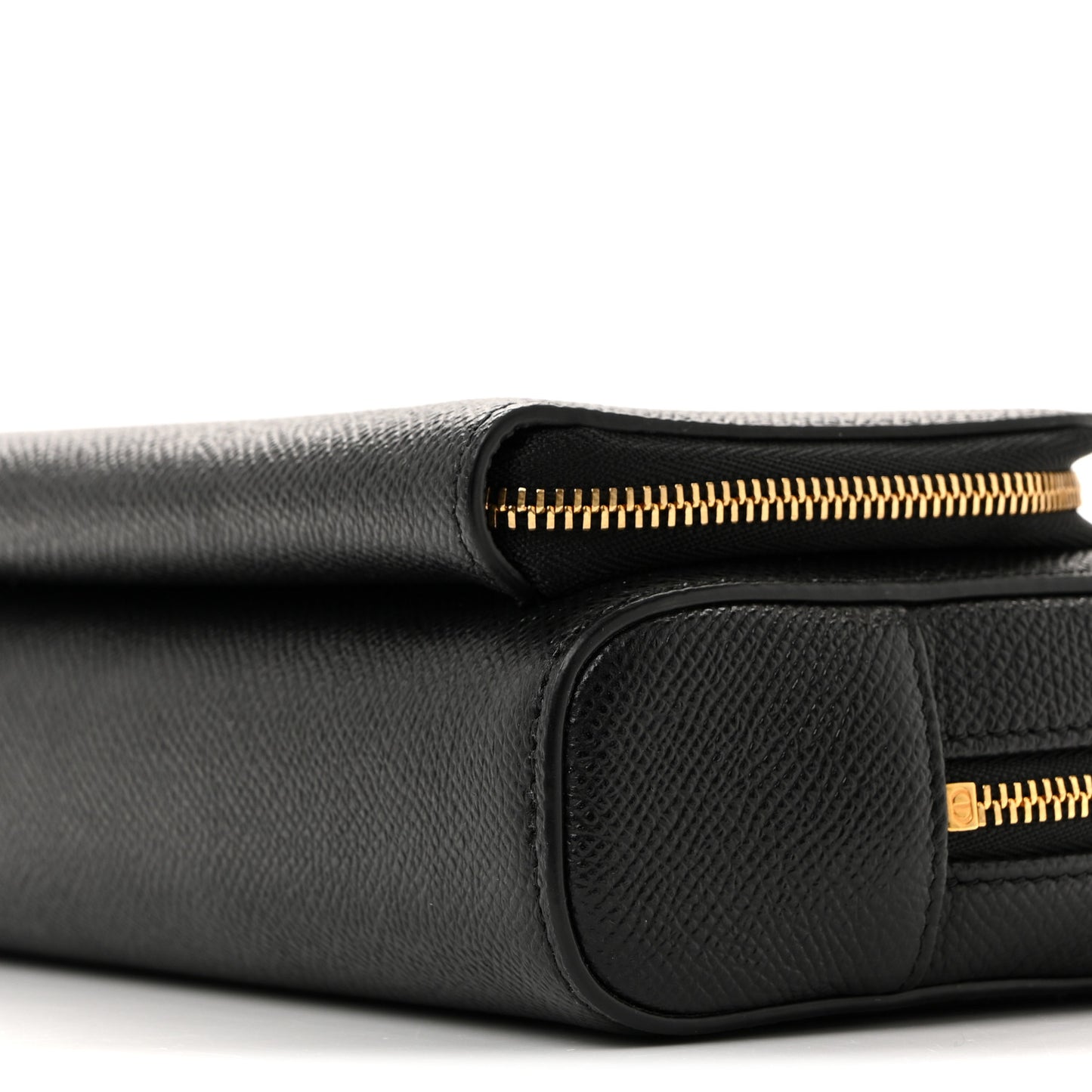 Grained Calfskin Caro Double Pouch Black