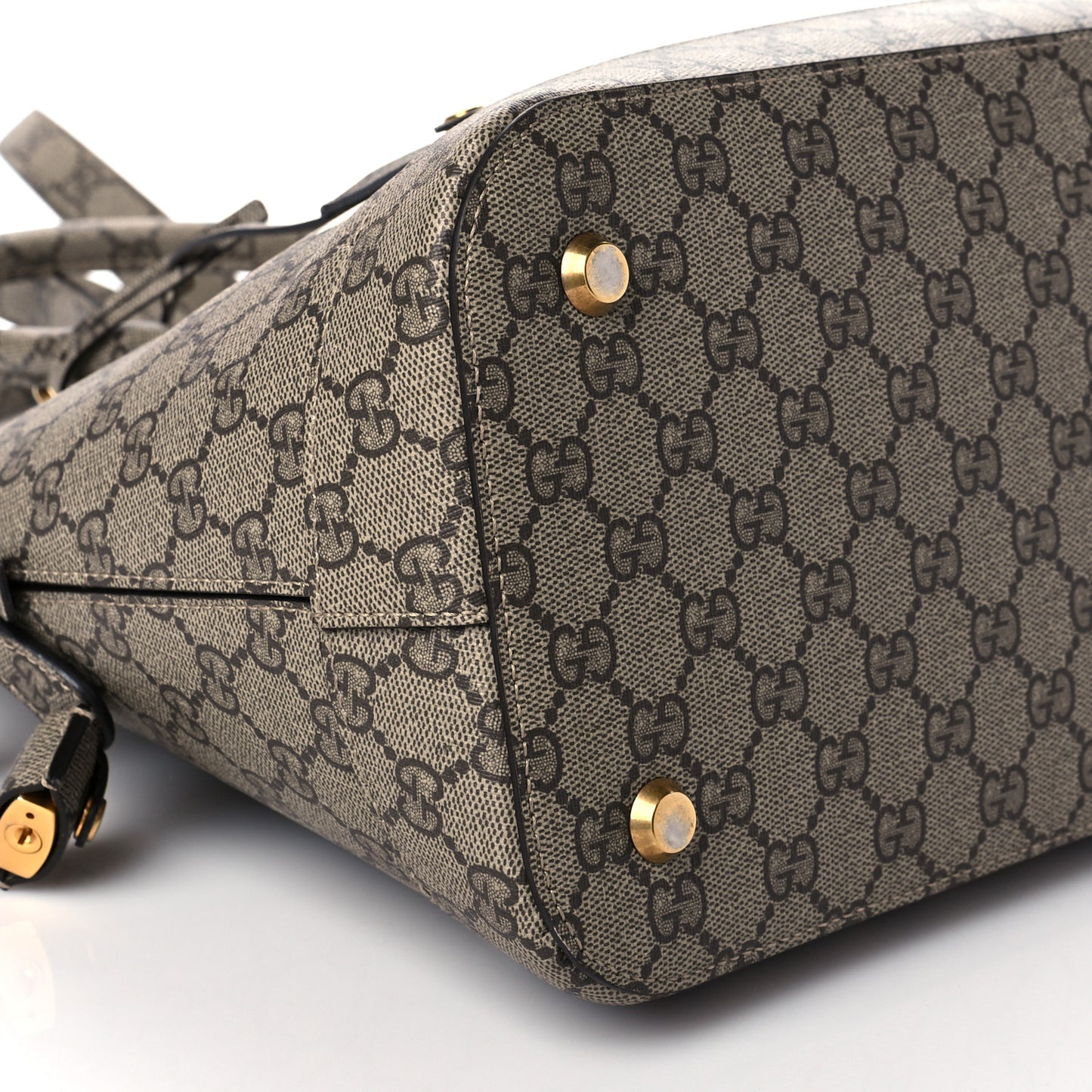 X GUCCI GG Supreme Monogram Medium Ville Top Handle Beige Ebony