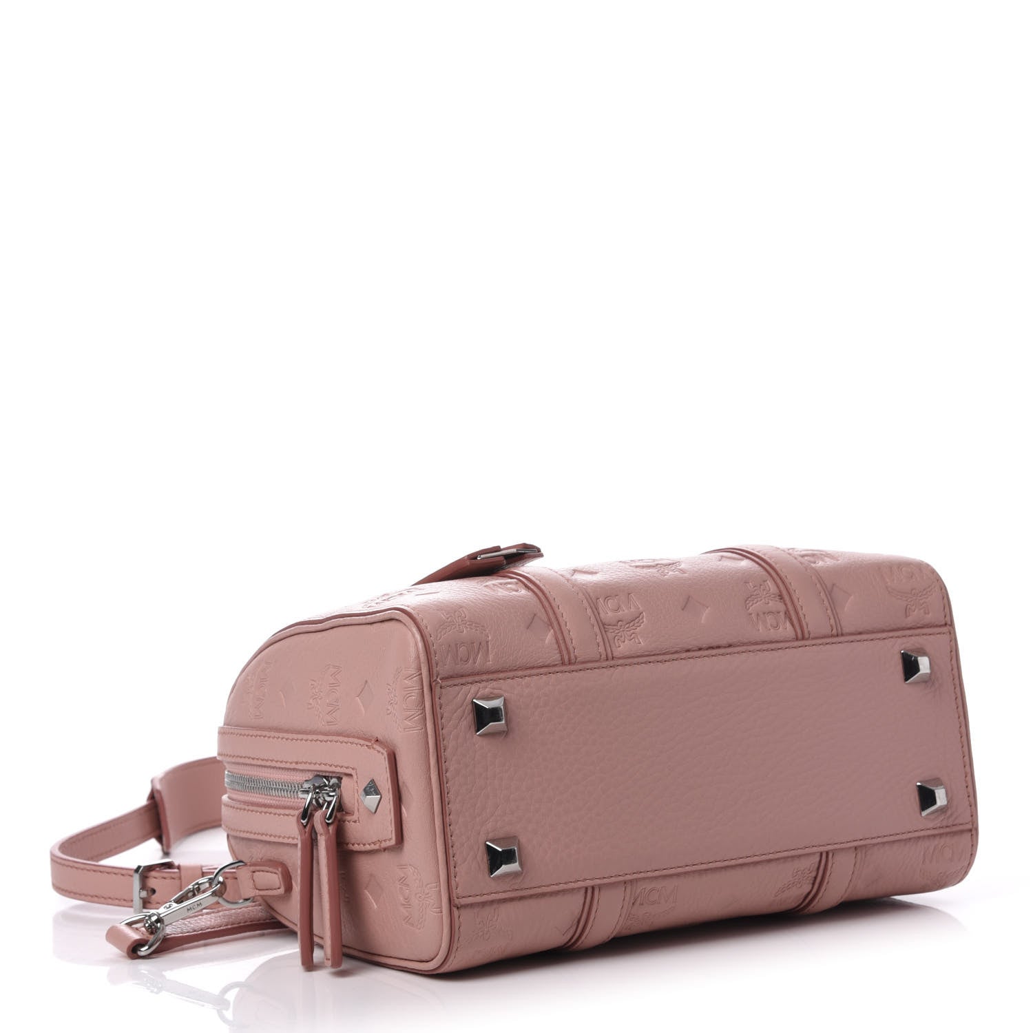MCM Calfskin Ottomar Monogram Small Boston Bag Pink 5 of 10