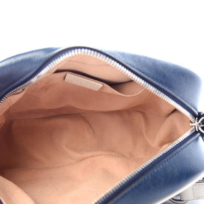 Gucci Vintage Effect Calfskin Matelasse Diagonal Small Torchon GG Marmont Chain Shoulder Bag Blue Agata Mystic White 5 of 10