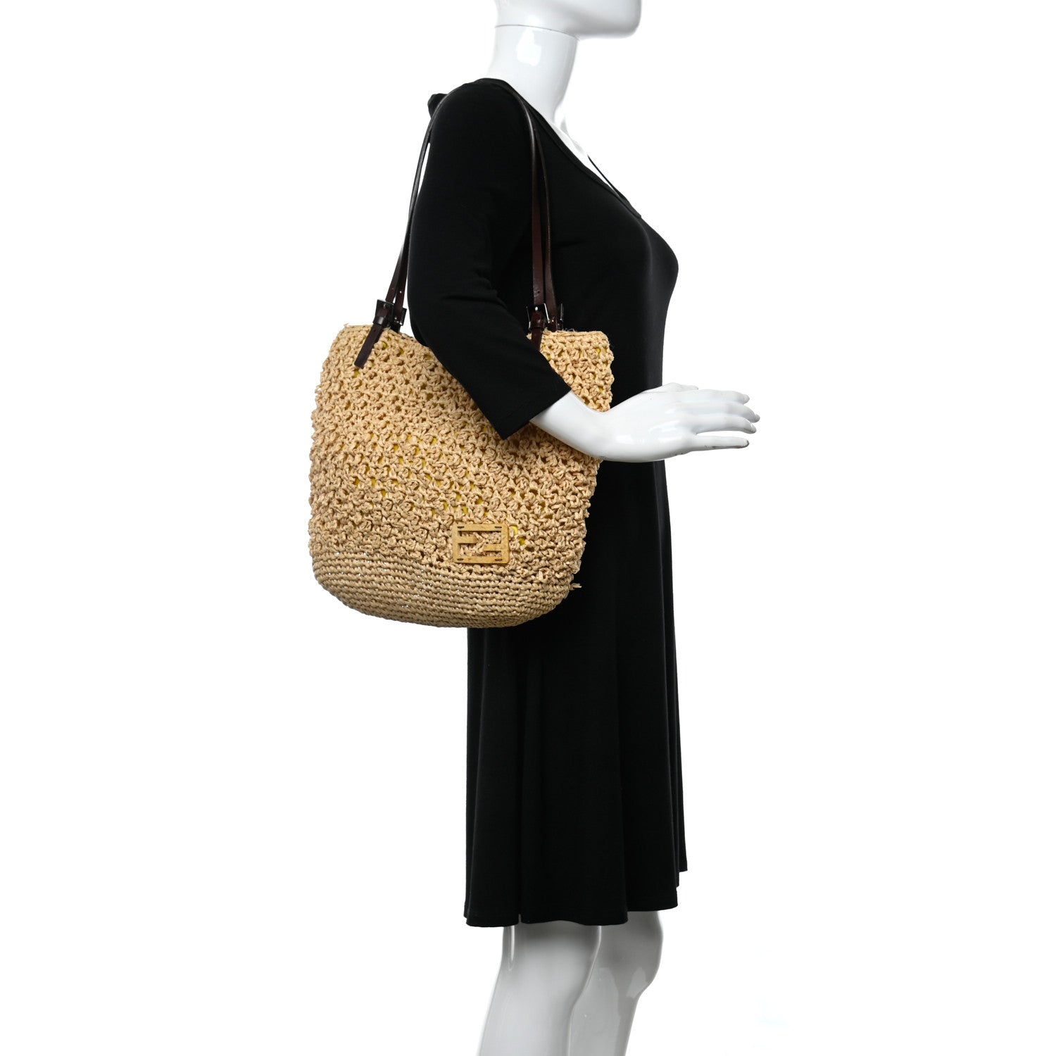 Fendi Raffia Calfskin Tote 1 of 12