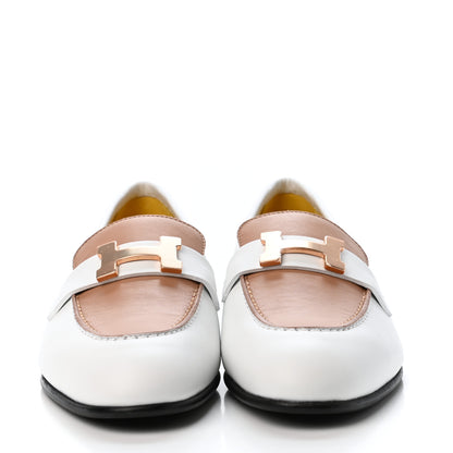 Hermes Calfskin Womens Paris Loafers 36 White Bois De Santal 2 of 4