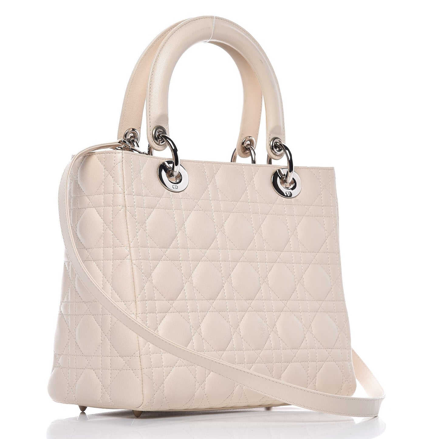 Lambskin Cannage Medium Lady Dior White