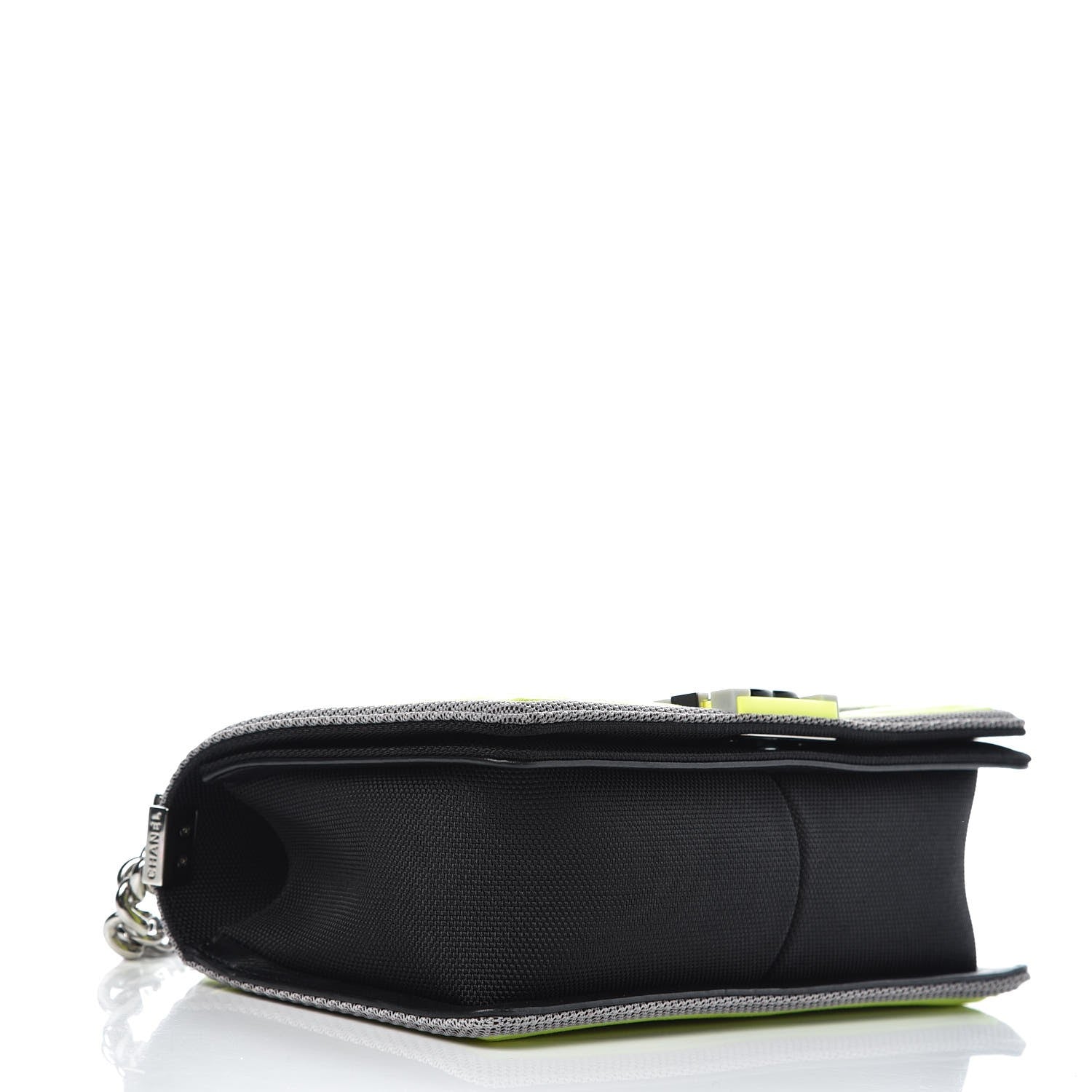 Chanel Canvas Quilted Medium Fluo Boy Flap Black Grey Yellow 4 of 8