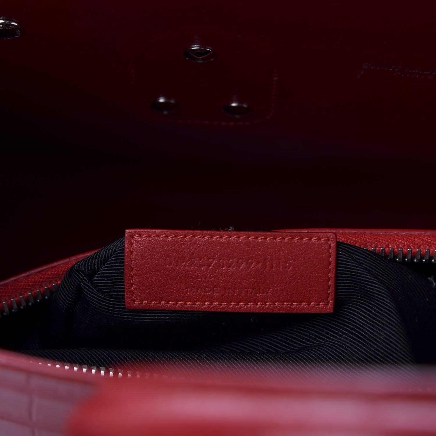 Saint Laurent Calfskin Crocodile Embossed Small Sac De Jour Eros Red 7 of 9