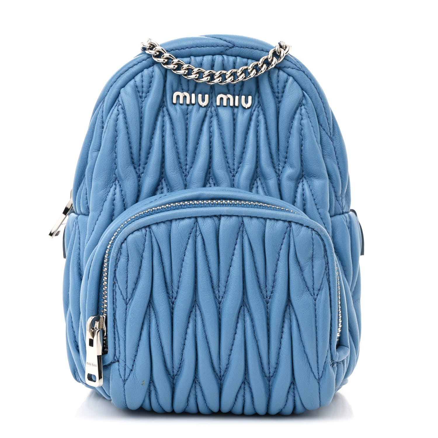 Miu Miu Nappa Matelasse Mini Backpack Blue 1 of 13