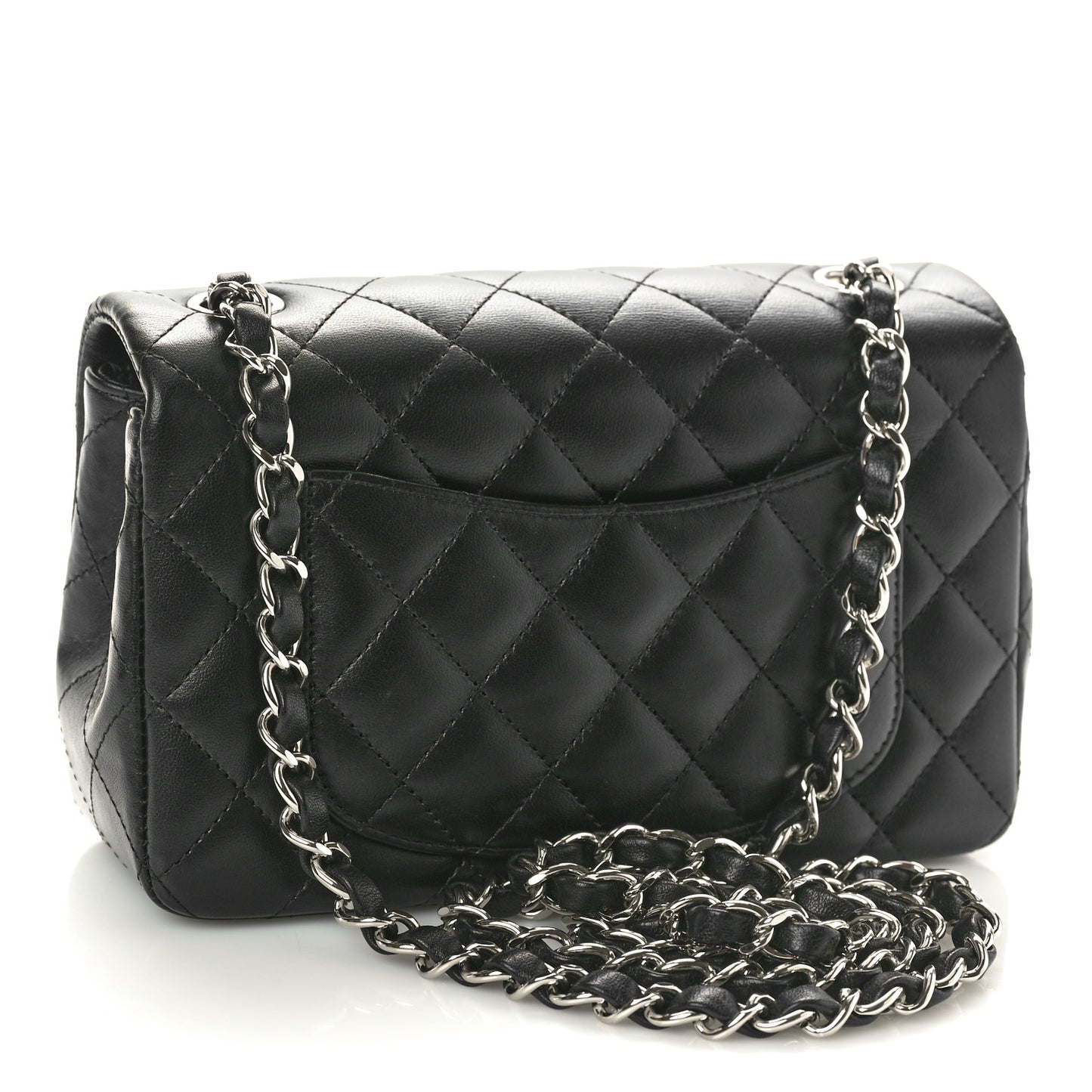 Lambskin Quilted Mini Rectangular Flap Black