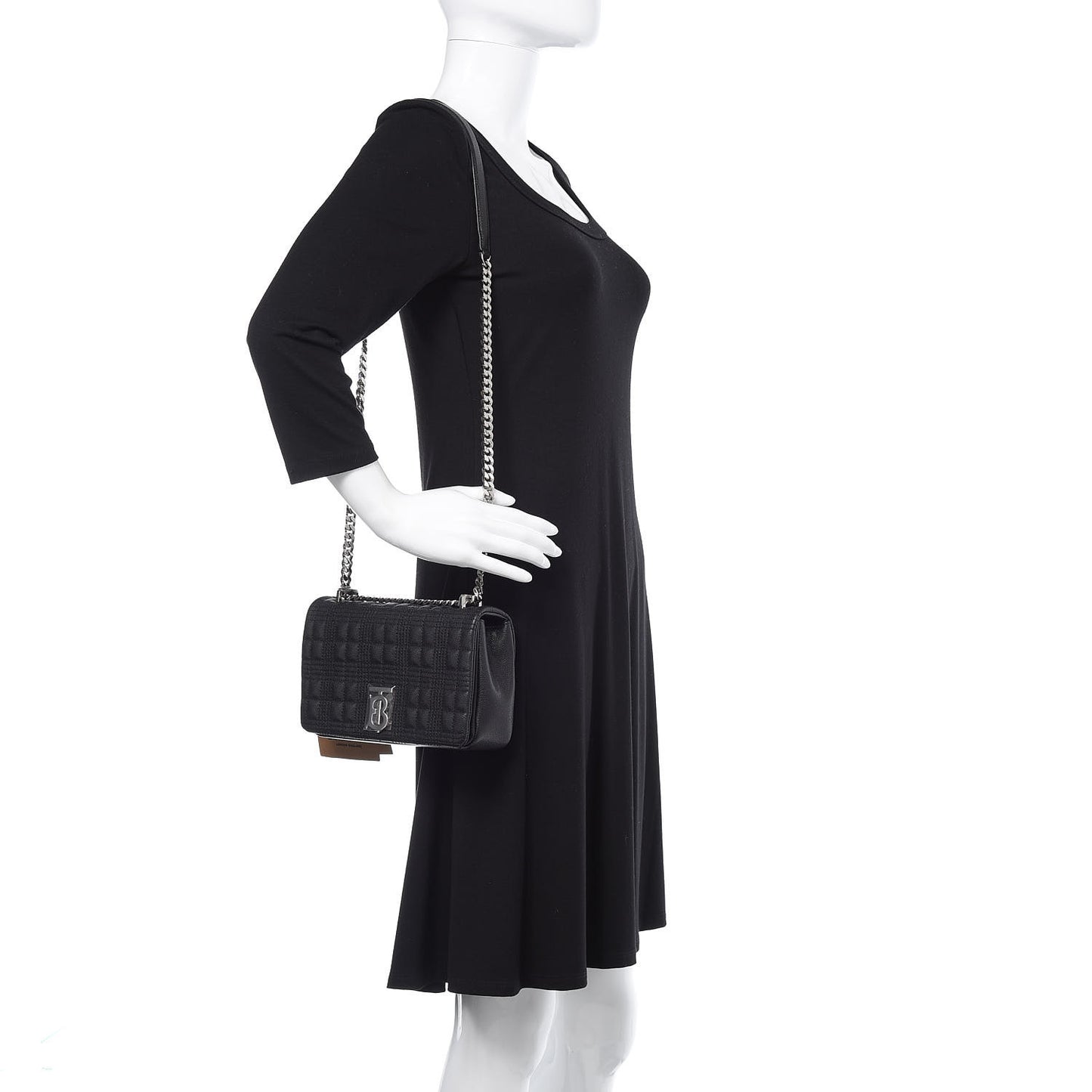 Grainy Calfskin Quilted Lola Bag Black