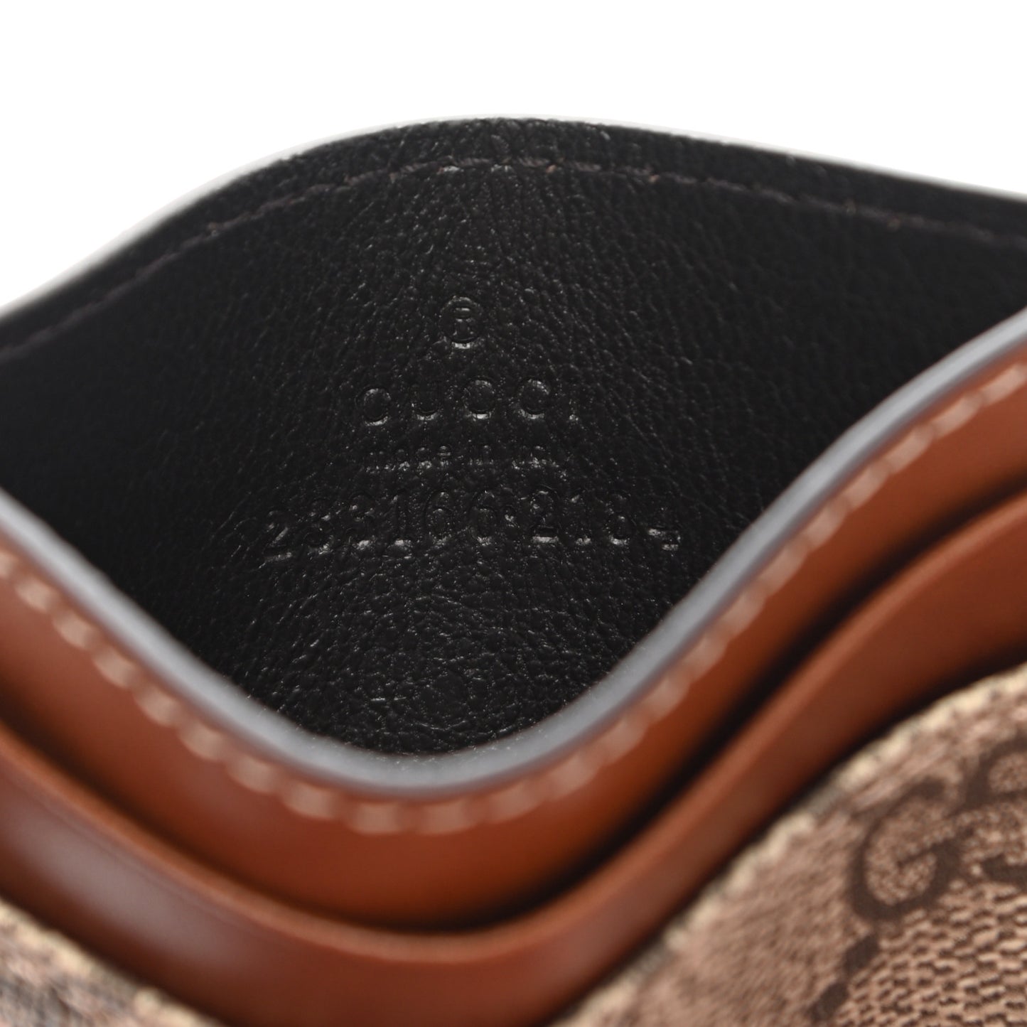 GG Supreme Monogram Calfskin Card Holder Beige Ebony Cuir