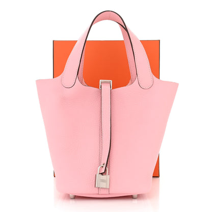 Hermes Taurillon Clemence Picotin Lock 18 PM Rose Sakura 10 of 10
