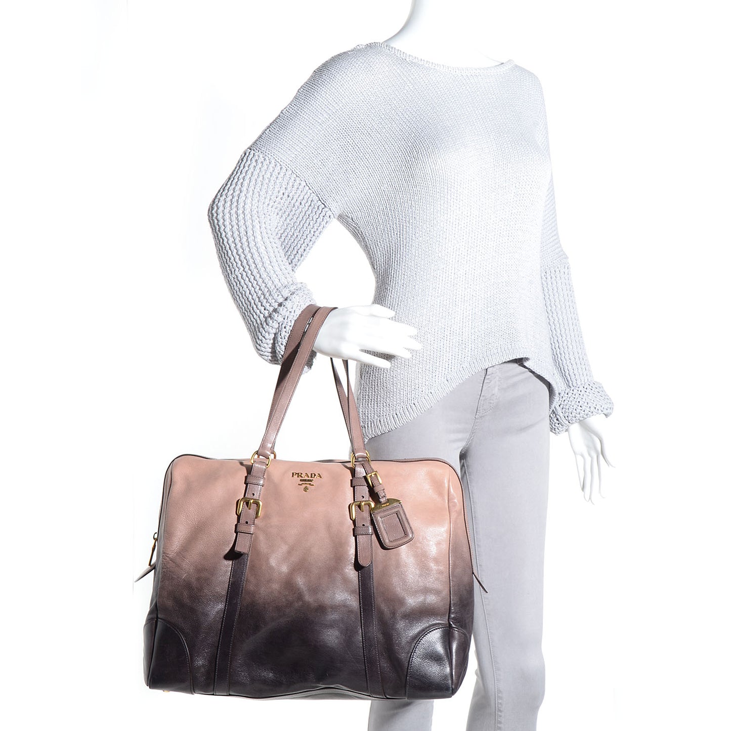 Glace Calf Zipper Tote Fumo Sfumato