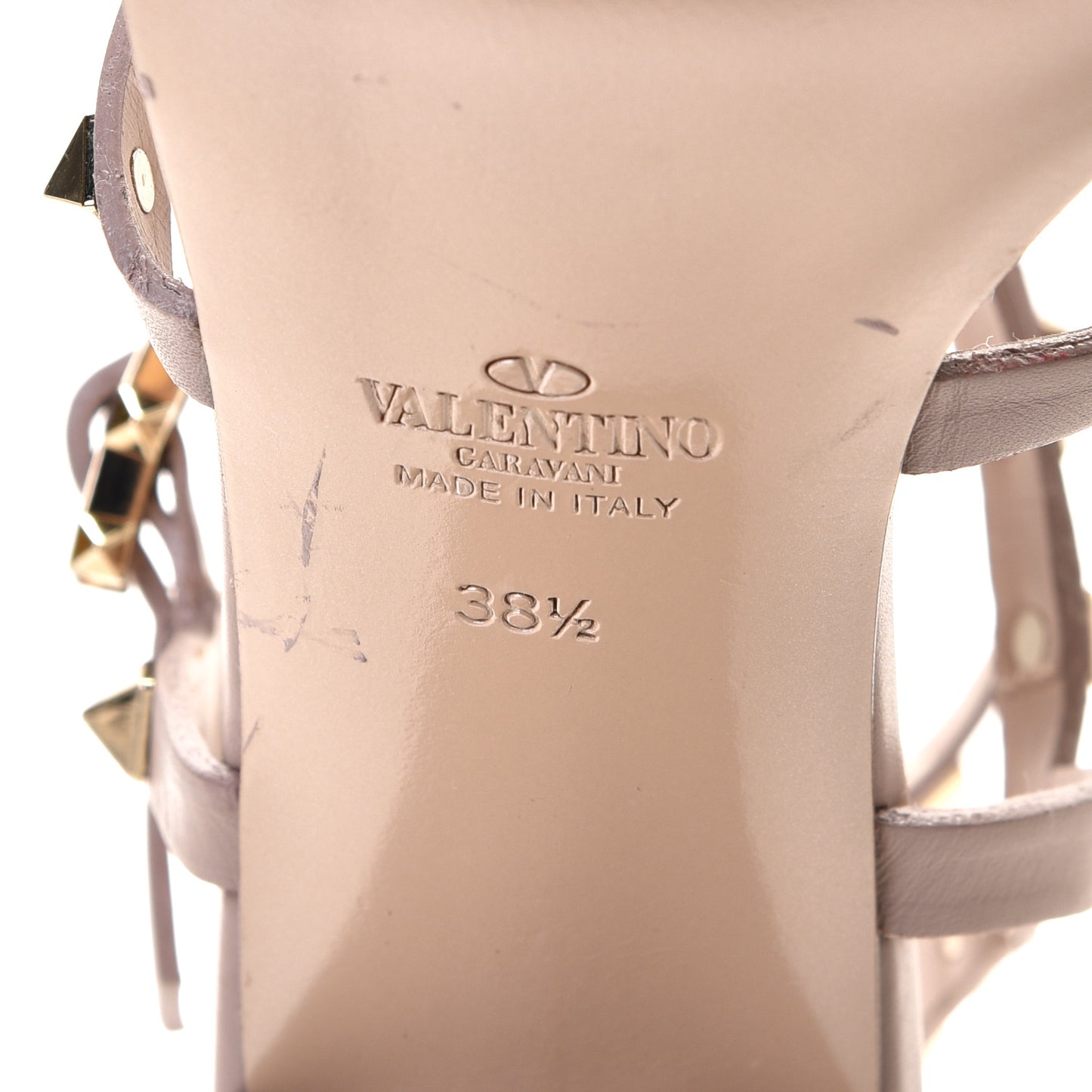 Calfskin Rockstud 60mm City Sandals 38.5 Poudre
