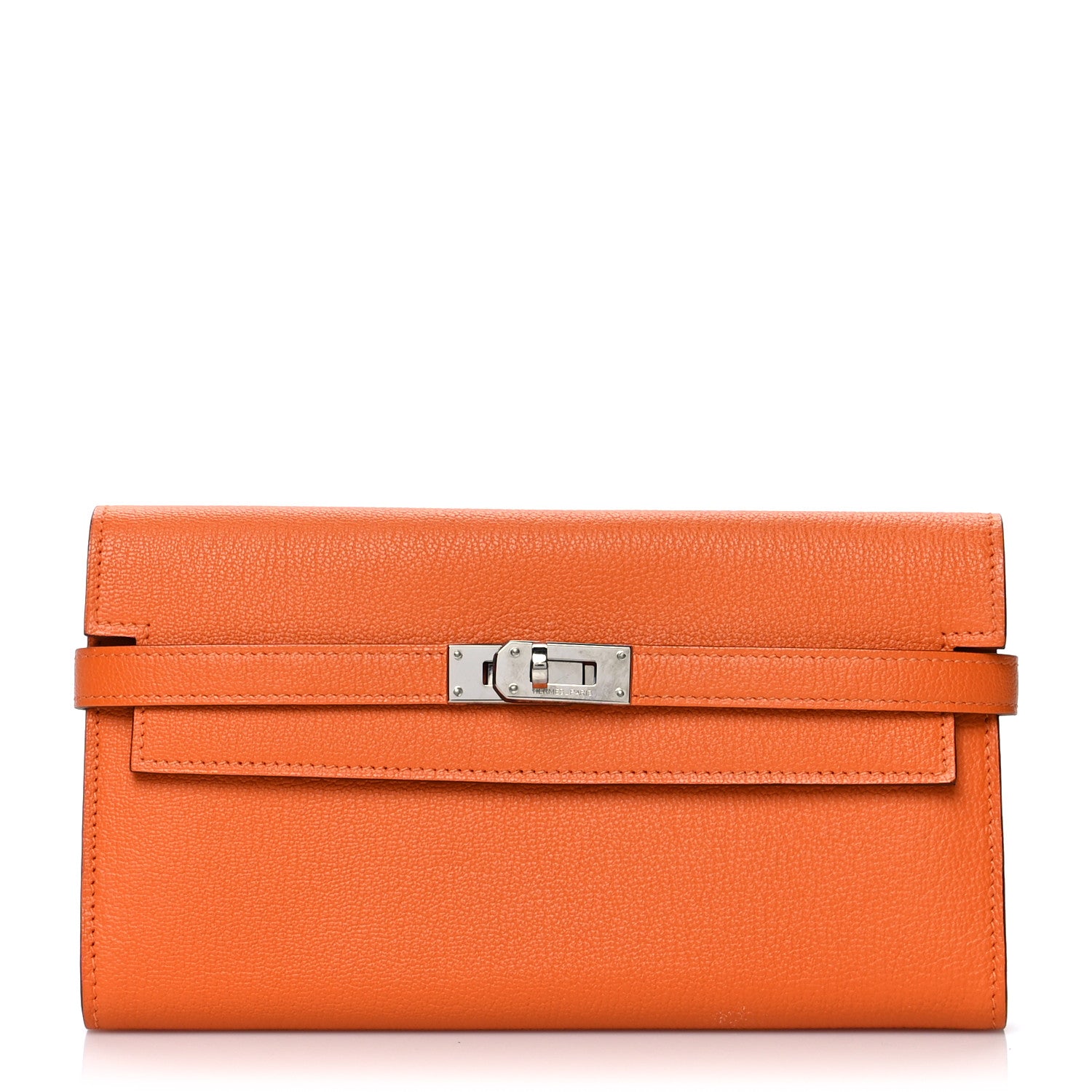 Hermes Chevre Mysore Kelly Longue Wallet Orange 1 of 8