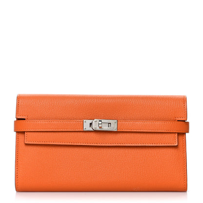 Hermes Chevre Mysore Kelly Longue Wallet Orange 1 of 8
