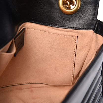 Gucci Calfskin Matelasse Mini GG Marmont Shoulder Bag Black 10 of 18
